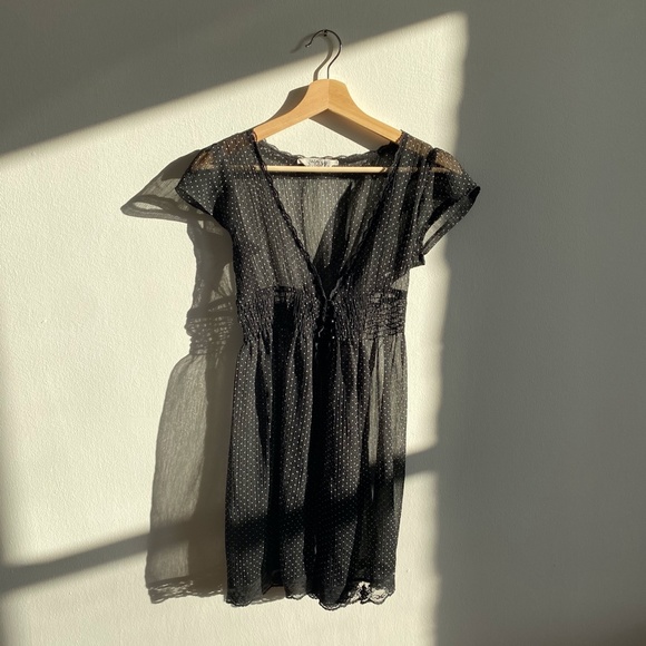 Sheer Polka Dot Tunic Shirt - Picture 4 of 5